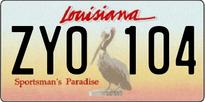 LA license plate ZYO104