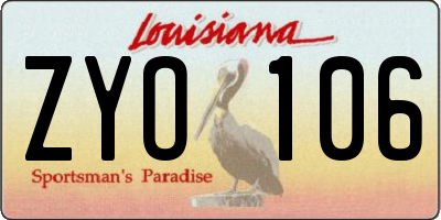 LA license plate ZYO106