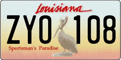 LA license plate ZYO108