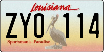 LA license plate ZYO114