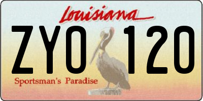 LA license plate ZYO120