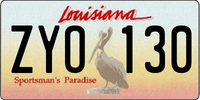 LA license plate ZYO130