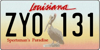 LA license plate ZYO131
