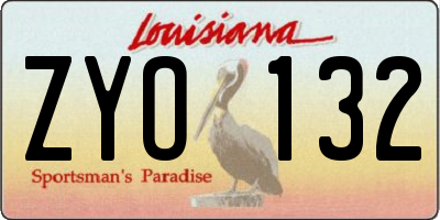 LA license plate ZYO132