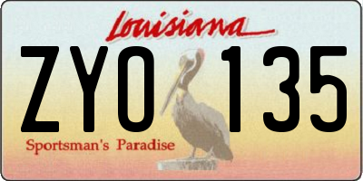 LA license plate ZYO135