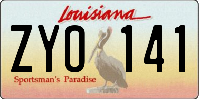 LA license plate ZYO141