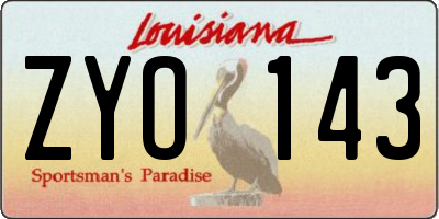 LA license plate ZYO143