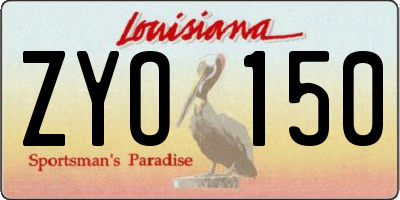 LA license plate ZYO150