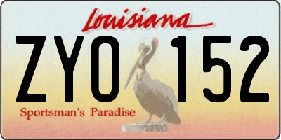 LA license plate ZYO152