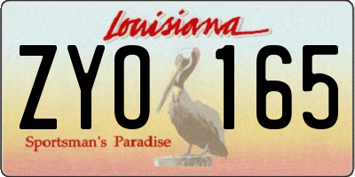 LA license plate ZYO165