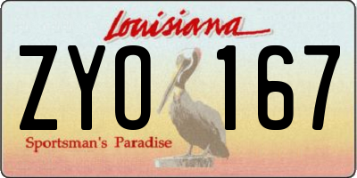 LA license plate ZYO167