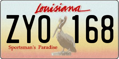 LA license plate ZYO168