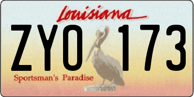 LA license plate ZYO173