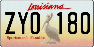 LA license plate ZYO180