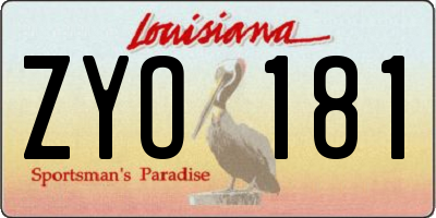LA license plate ZYO181