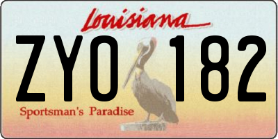 LA license plate ZYO182