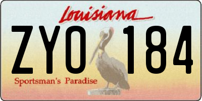 LA license plate ZYO184