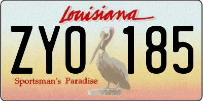 LA license plate ZYO185