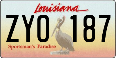 LA license plate ZYO187