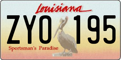 LA license plate ZYO195