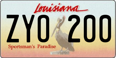 LA license plate ZYO200