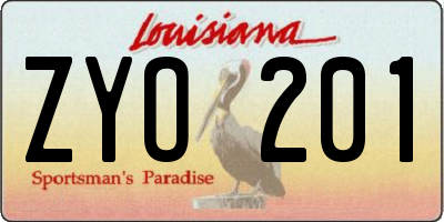 LA license plate ZYO201