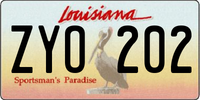 LA license plate ZYO202