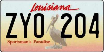 LA license plate ZYO204