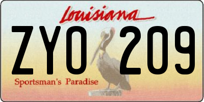 LA license plate ZYO209