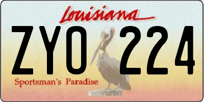 LA license plate ZYO224