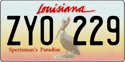 LA license plate ZYO229