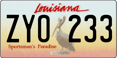 LA license plate ZYO233