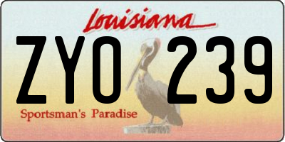 LA license plate ZYO239