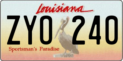 LA license plate ZYO240