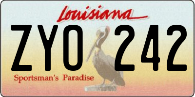 LA license plate ZYO242