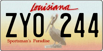 LA license plate ZYO244