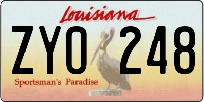 LA license plate ZYO248