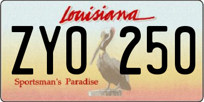 LA license plate ZYO250