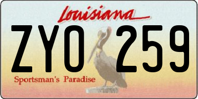 LA license plate ZYO259