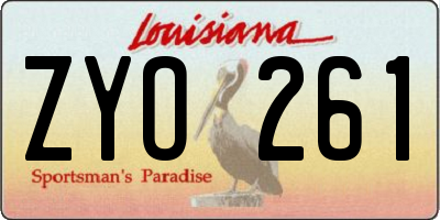 LA license plate ZYO261