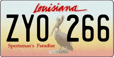 LA license plate ZYO266