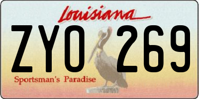 LA license plate ZYO269