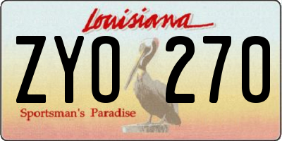 LA license plate ZYO270