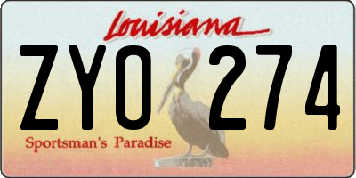 LA license plate ZYO274
