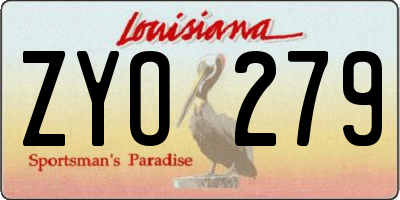 LA license plate ZYO279