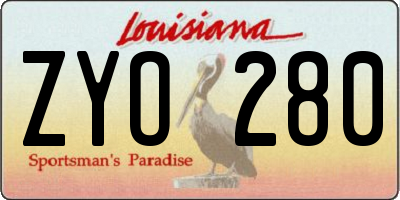 LA license plate ZYO280