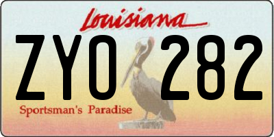 LA license plate ZYO282