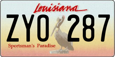 LA license plate ZYO287
