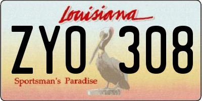 LA license plate ZYO308