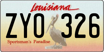 LA license plate ZYO326